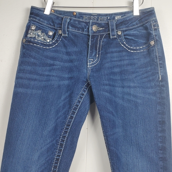 Miss me embroidered rhinestone stud bling skinny jeans JE107252R size 28 - Picture 8 of 12